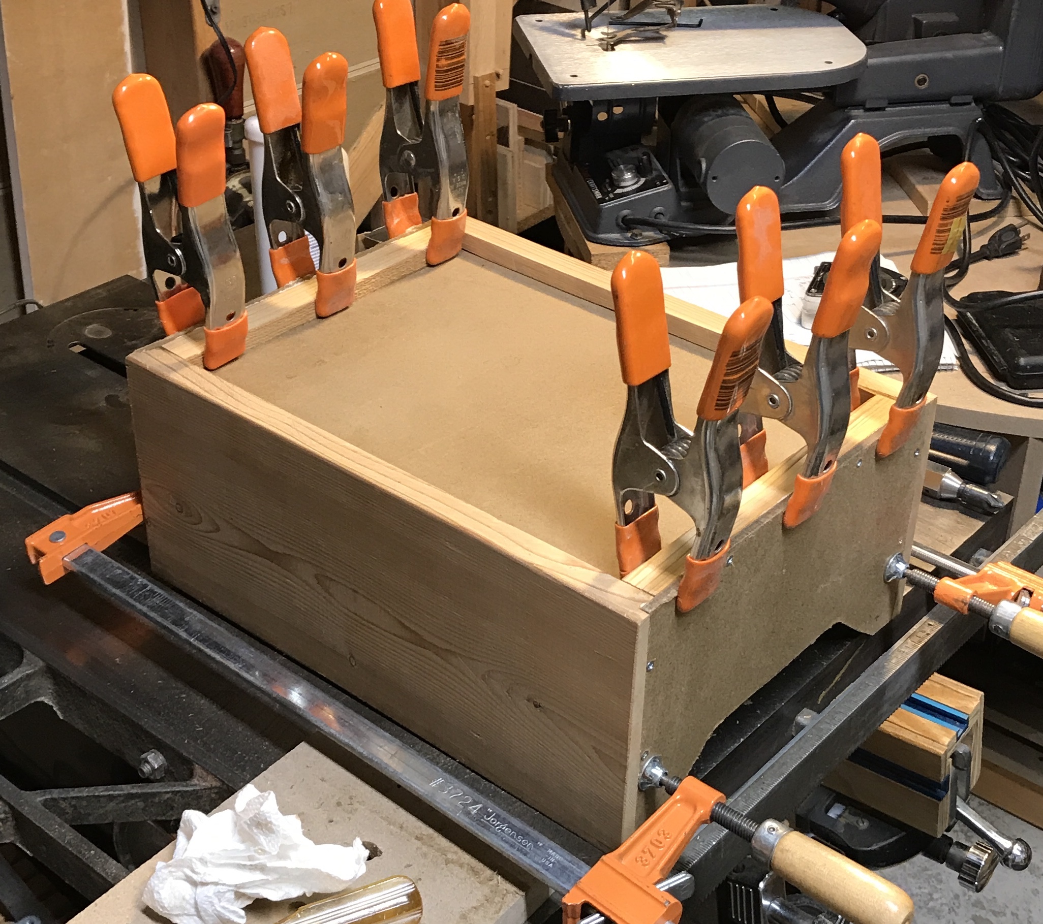 First drawer clamped